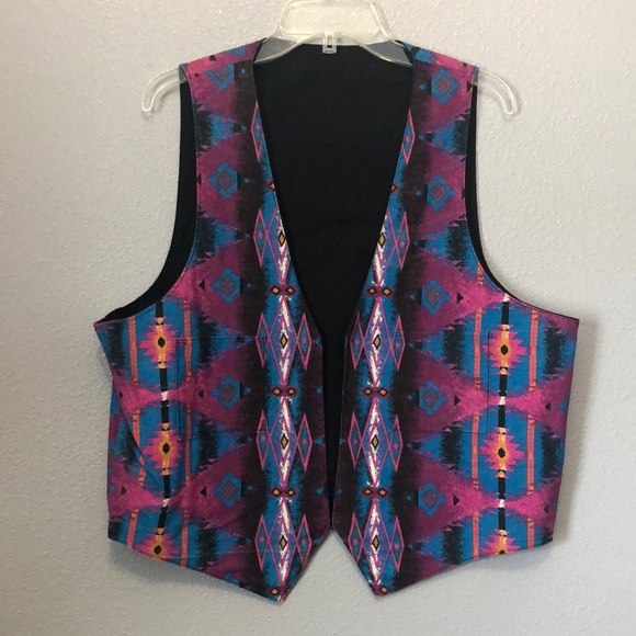 Red Threads Vest Men's by Native Americans Grand Rhonde Oregon southwestern EUC - Picture 1 of 9
